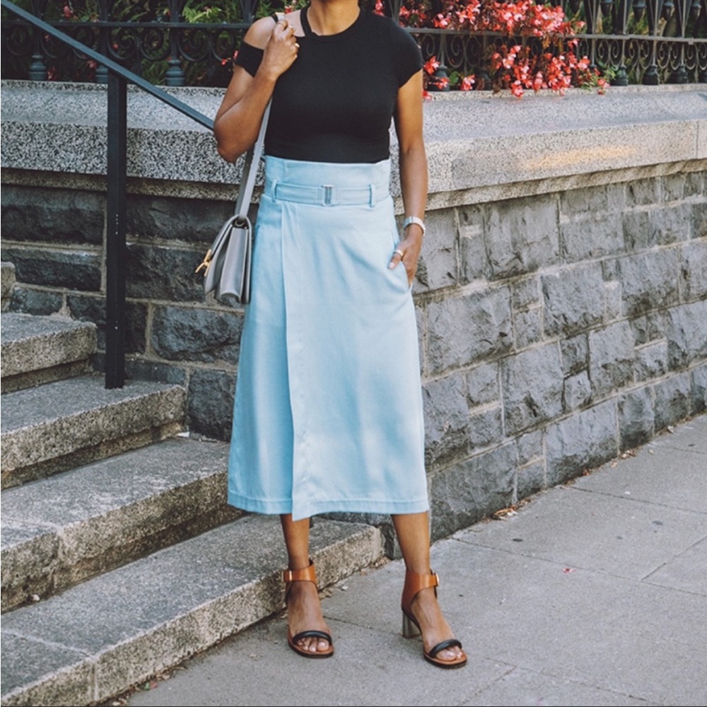 Tibi Blue Wrap Midi Skirt for Casual Wear